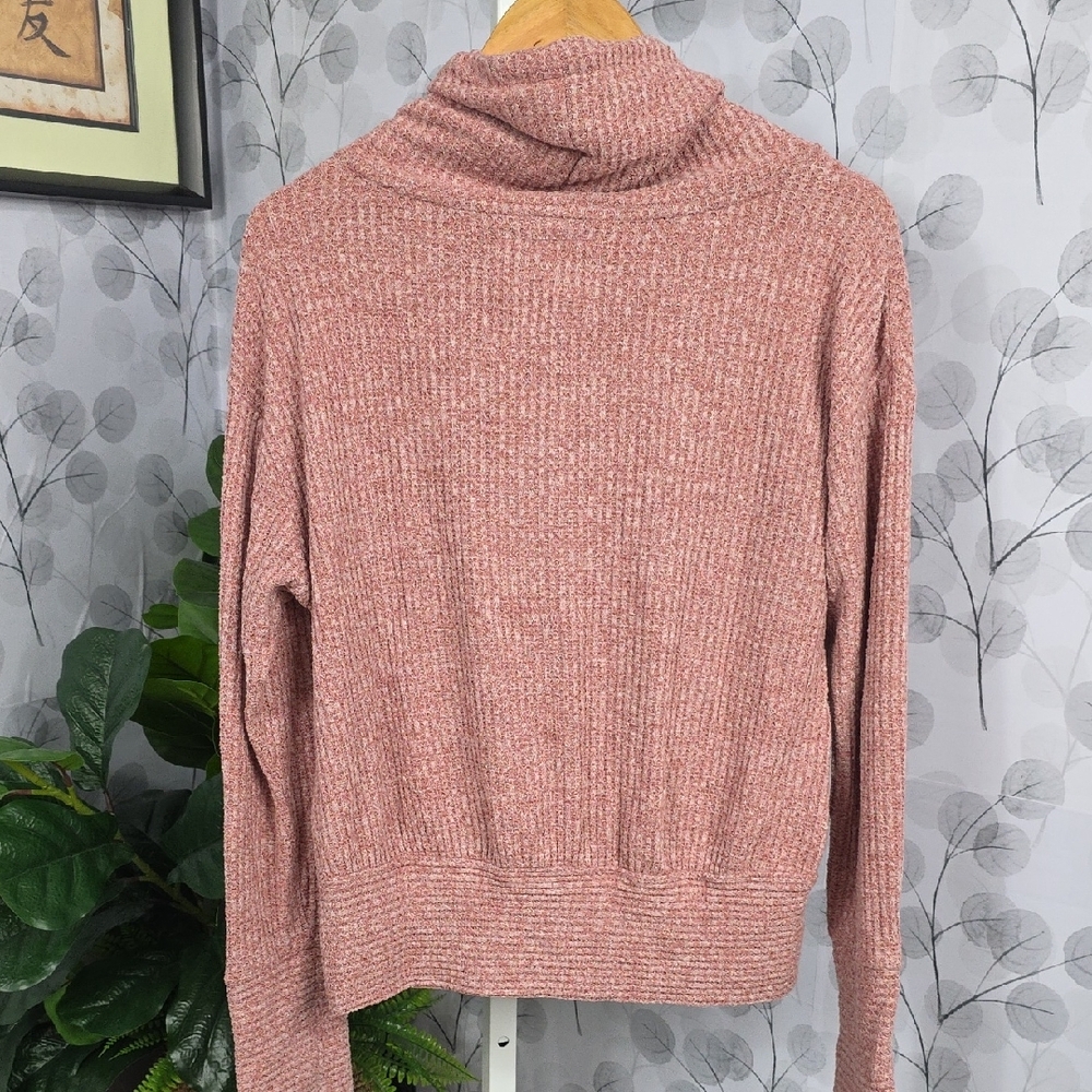 Saturday/Sunday by Anthropologie Pink Waffle Knit Cowl Neck Pullover - Picture 7 of 8